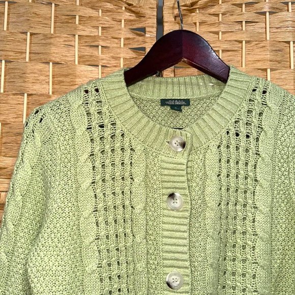 Light, Pastel Green Cardigan, with Unique Knit Detailing - Picture 4 of 4